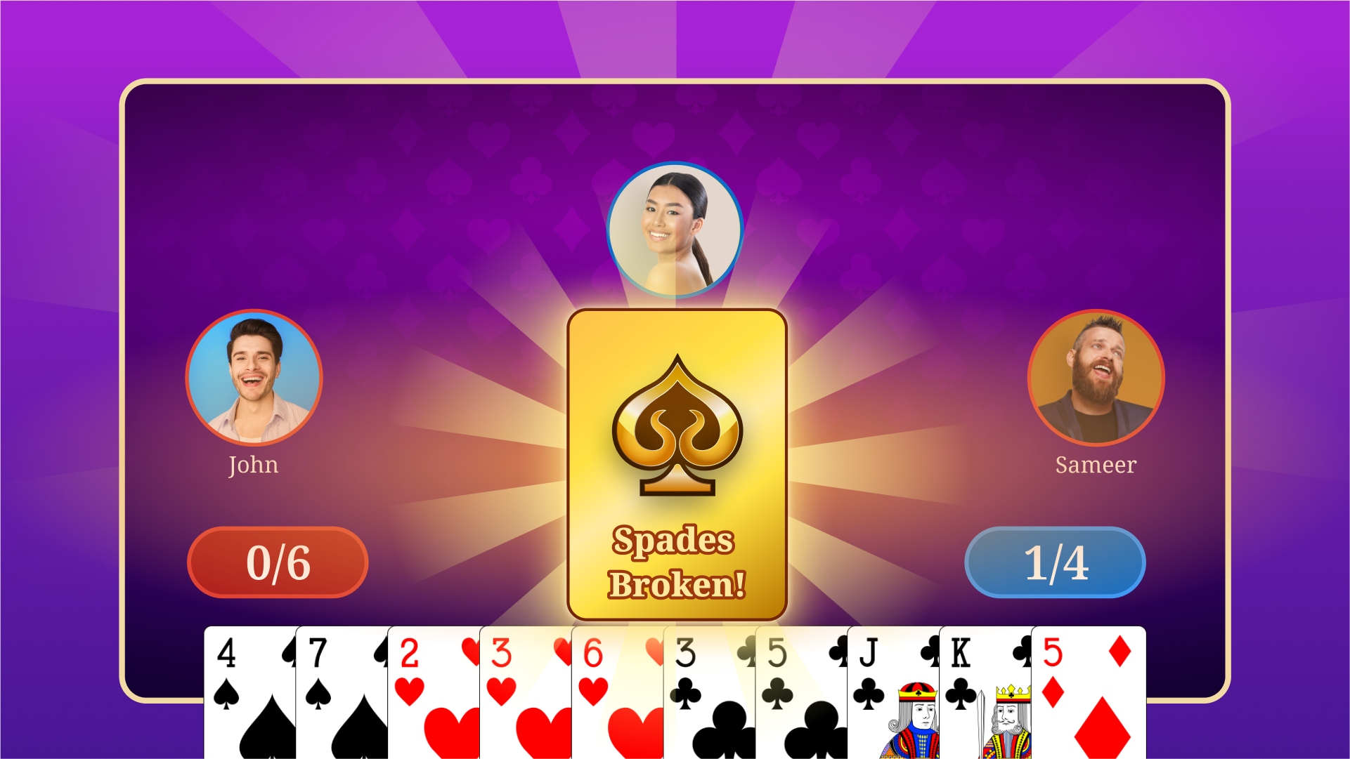 Spades game screenshot one